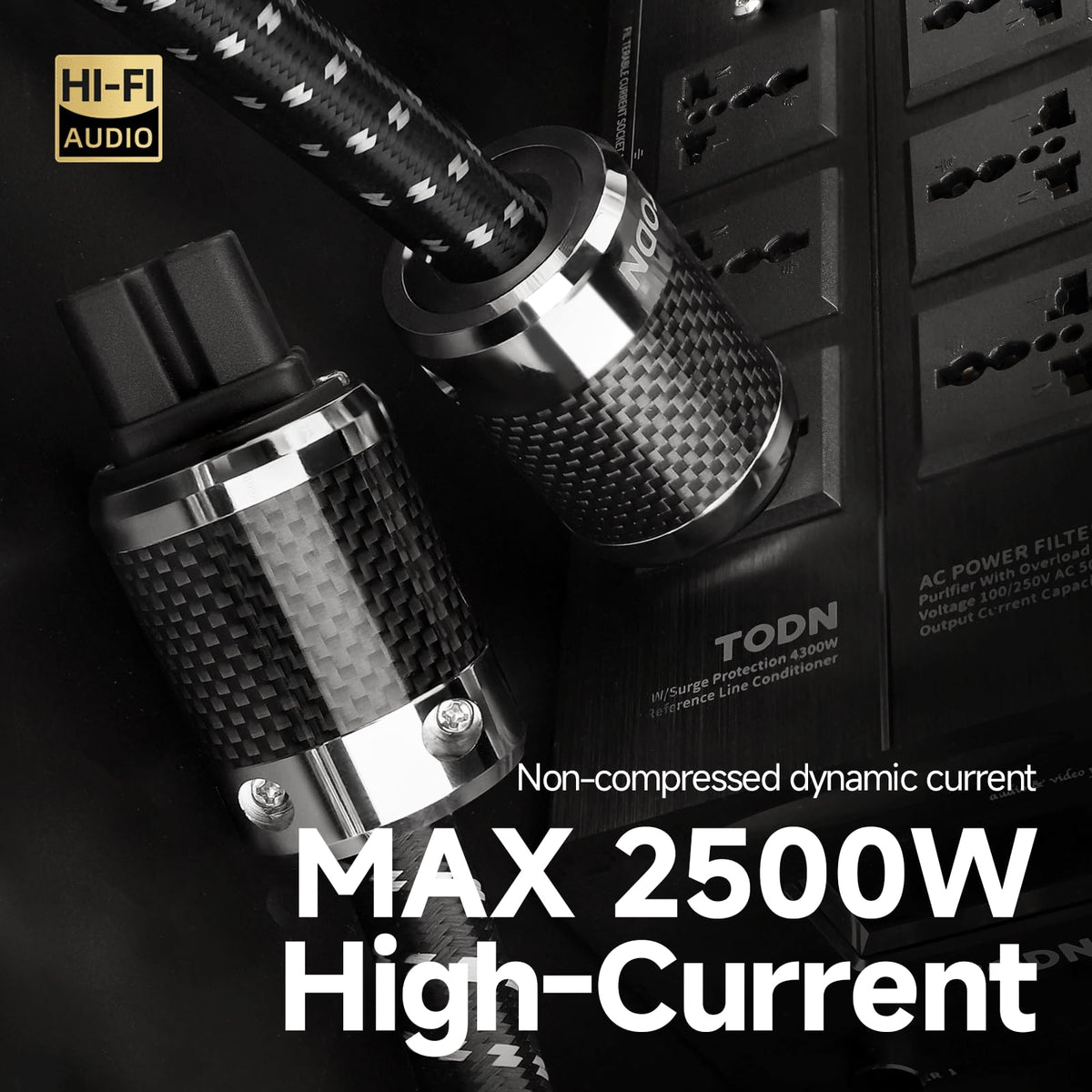 TODN HiFi Power Cable platinum-plated IEC C15 plug for reliable connections