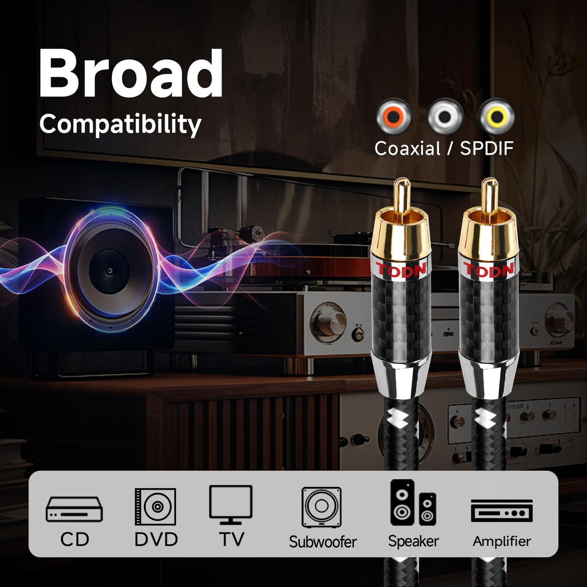 TODN installed in a home theater illustrating clean digital connections and improved clarity