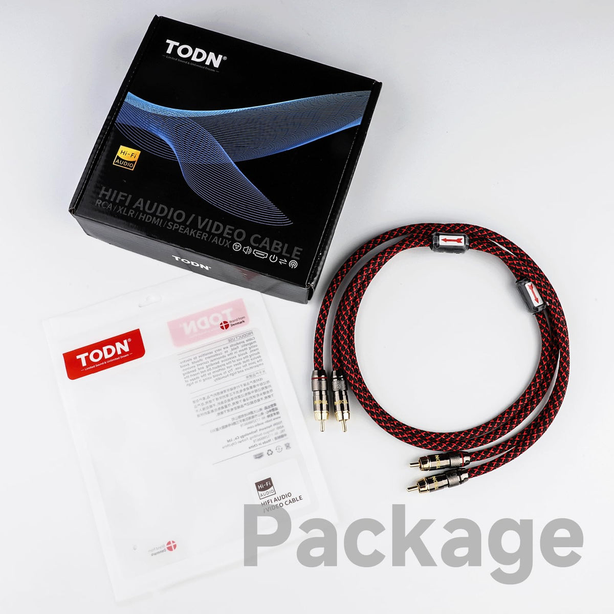 TODN cable linking turntable to phono preamp emphasizing cleaner analog signal