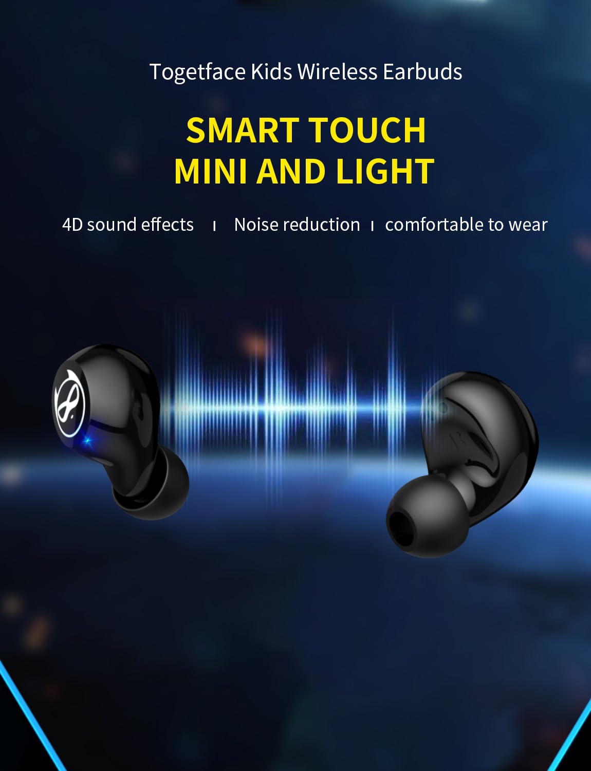 Togetface earbuds with Bluetooth 5.1 for stable wireless connection.