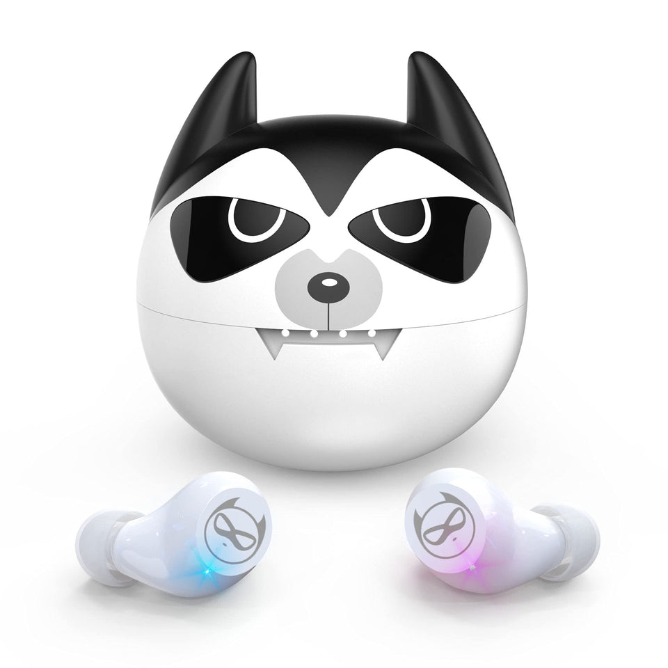 Togetface kids earbuds in husky design case, portable and easy to charge.