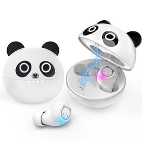 Togetface kids earbuds with panda charging case providing secure charging and portability.