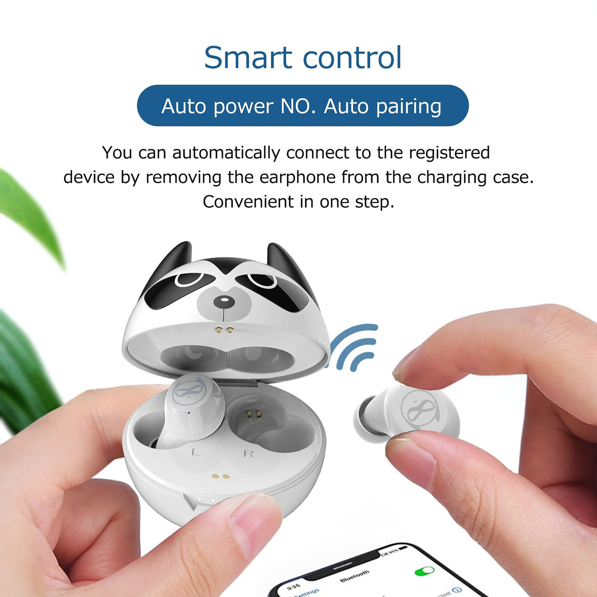 Togetface kids earbuds touch-control closeup for quick music and calls.