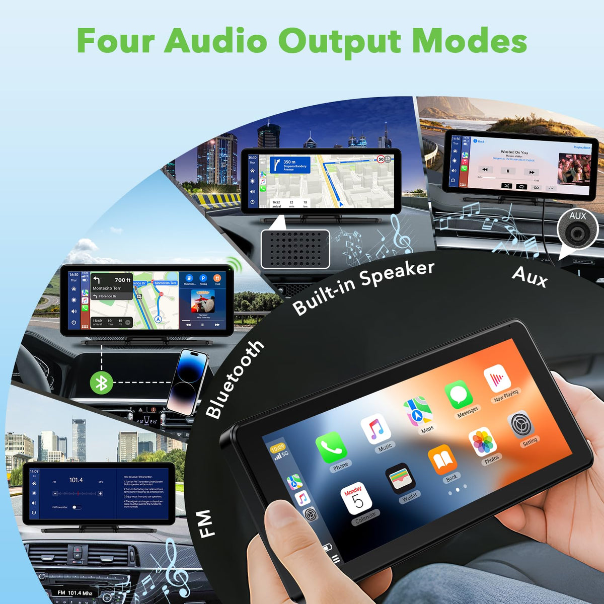 TOGUARDGO built-in Bluetooth and FM/AUX options for flexible audio