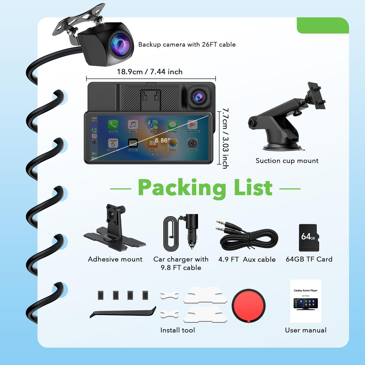 TOGUARDGO waterproof rear camera with 170-degree view for confident parking