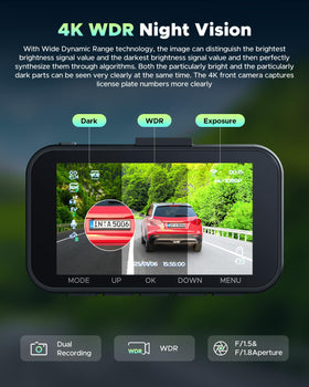 TOGUARDGO front-rear coverage dash cam records a wide area for safer driving.