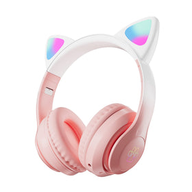 TOKANI Kids Headphones with cat ears and LED lights for fun music and learning sessions