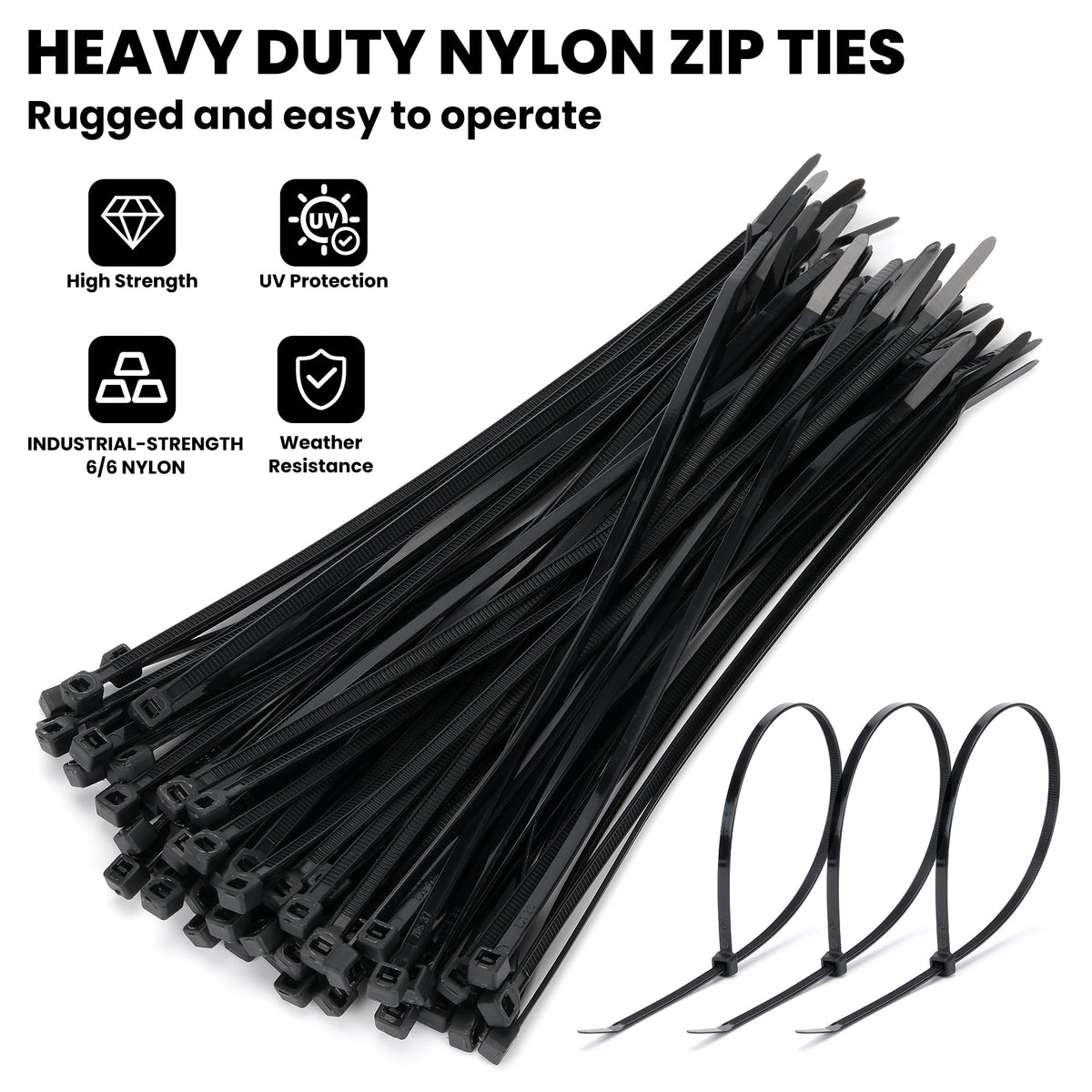 TOKCKYBL 40 lb tensile zip tie ideal for heavy-duty securing