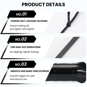 TOKCKYBL zip ties for indoor and outdoor projects.