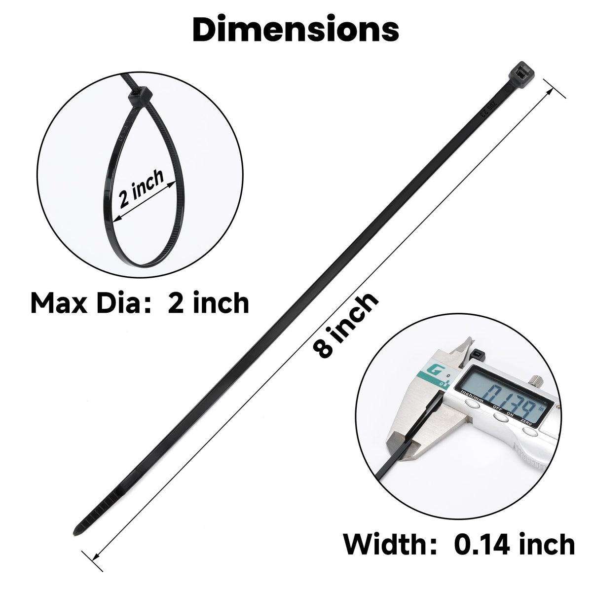 TOKCKYBL UV-resistant nylon zip ties withstand sun and moisture.