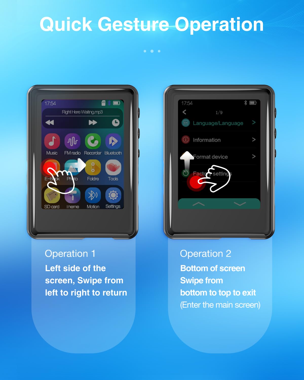 Tokemisc MP3 full touchscreen enables easy kid-friendly navigation.