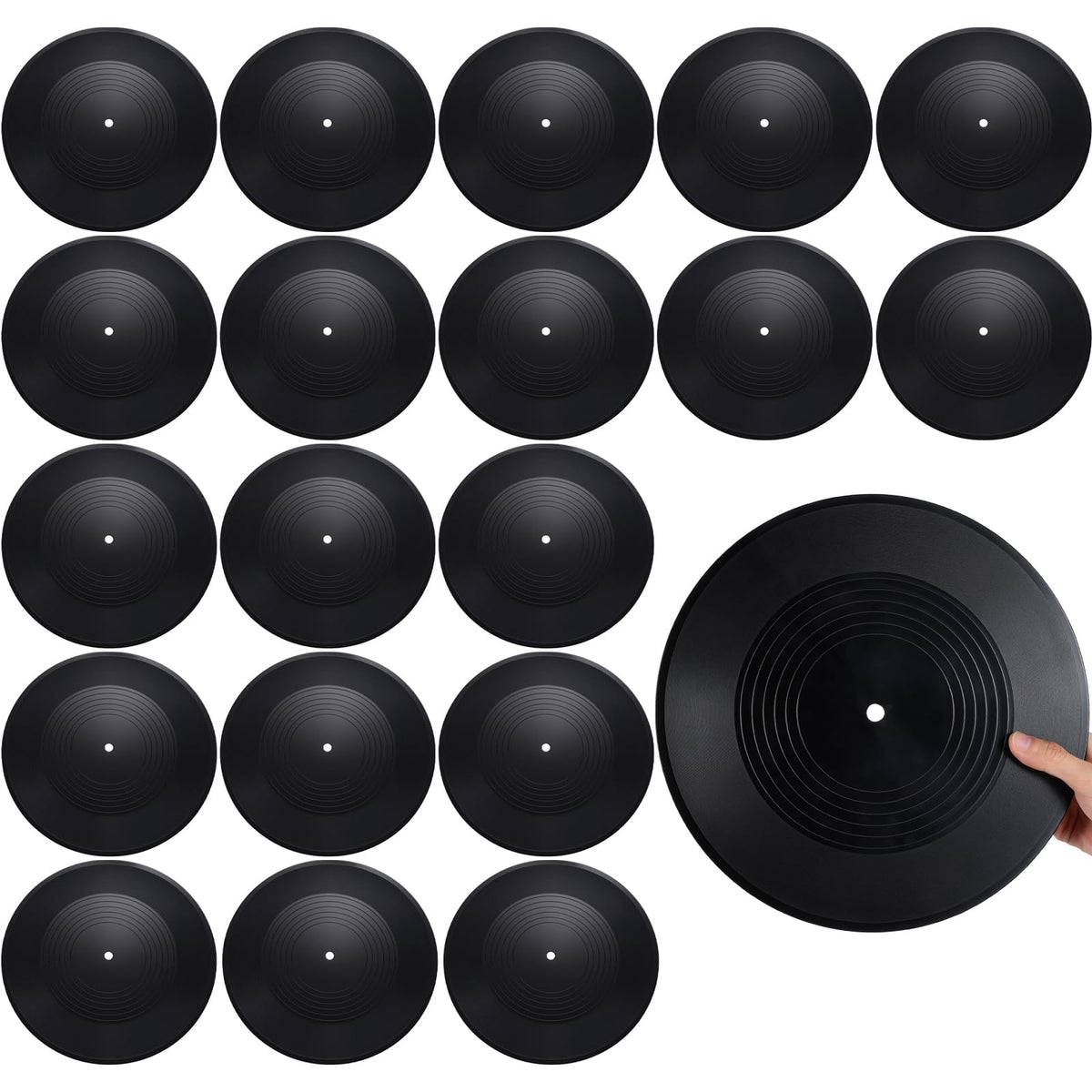 Tolare front view of stacked 12 inch records showing authentic retro look and instant decor appeal