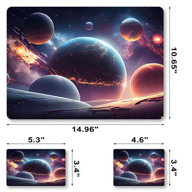 ToLuLu Cosmic Planets skin fits various laptop sizes with flexibility.
