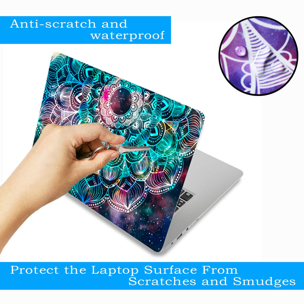 ToLuLu laptop skin side view shows durable waterproof finish
