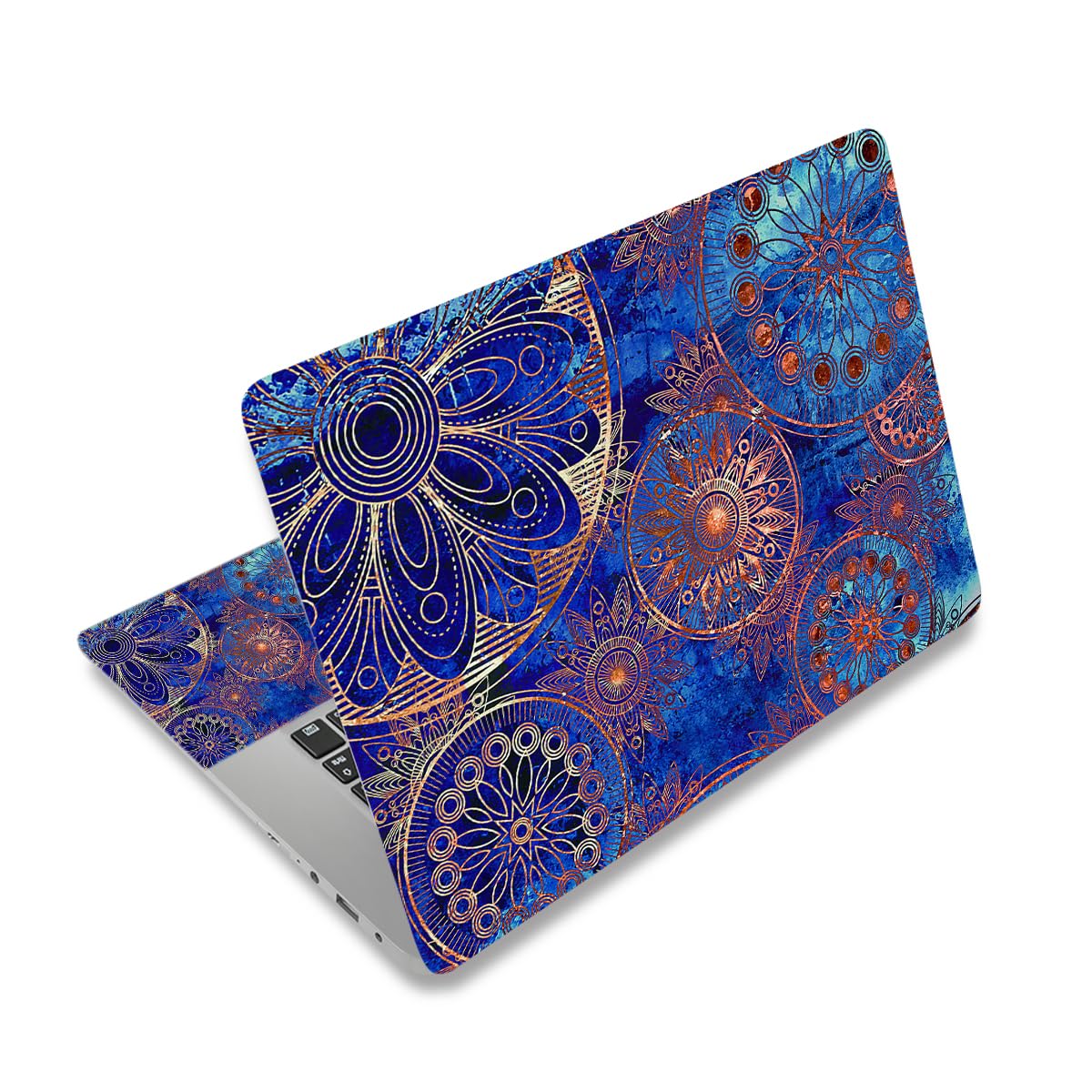 ToLuLu blue mandala laptop skin for 12-inch laptops protects the surface and adds style.