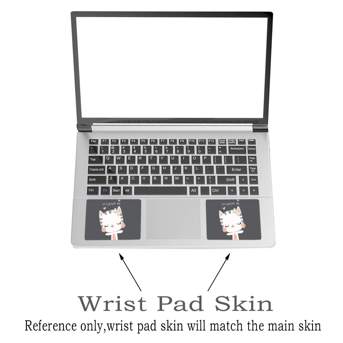 ToLuLu laptop skin cat design back view protects the lid from scratches.