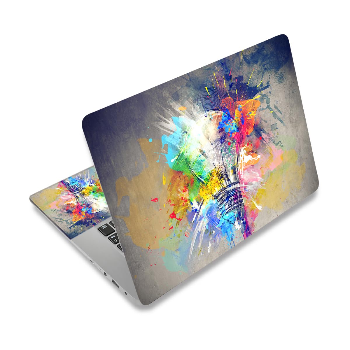 ToLuLu laptop skin with colorful bulbs design protects the surface and adds style.