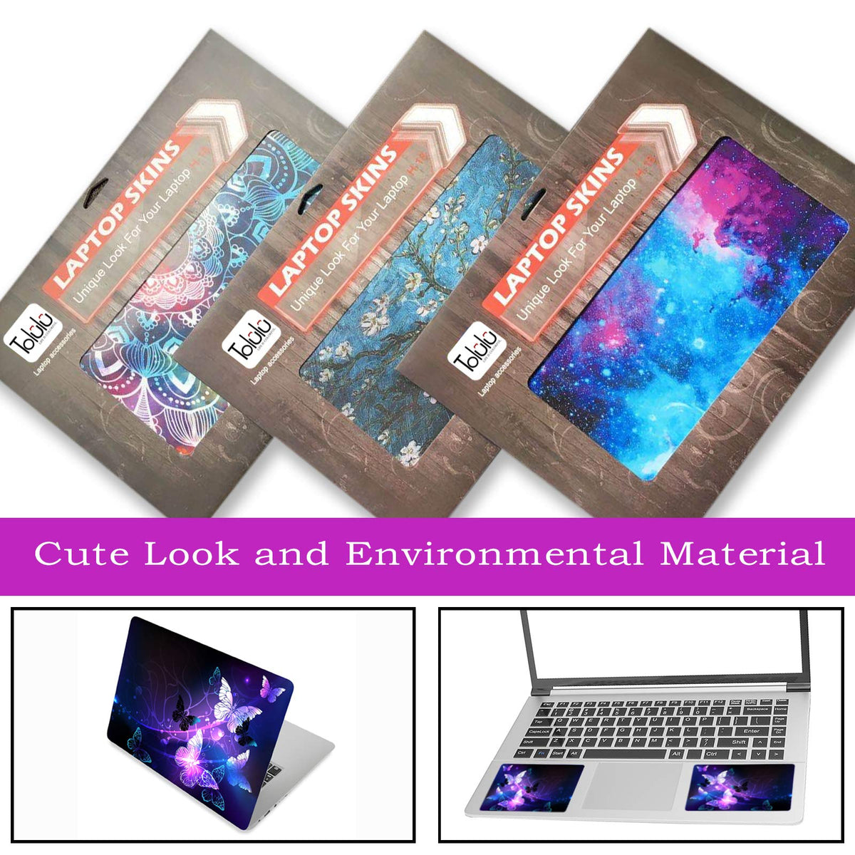 ToLuLu cut-to-fit instructions help tailor the decal for various laptop sizes.