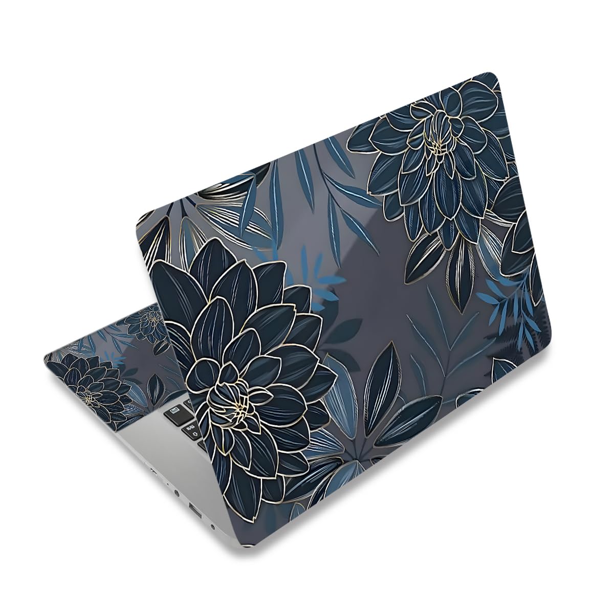 ToLuLu Dahlia Flowers laptop skin main view showing vibrant protection and style.