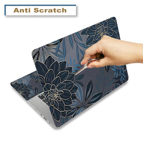 ToLuLu Dahlia Flowers on laptop demonstrating seamless fit and scratch protection.