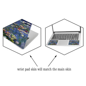 ToLuLu laptop skin decal in abstract blue tones provides durability against scratches.