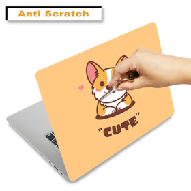 Tolulu corgi-design skin with waterproof material keeps laptop clean during travel