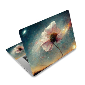 ToLuLu laptop skin back view with floral stars protects lid and adds style.