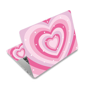Tolulu laptop skin front view with cute hearts design protects surface and adds style.