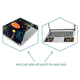 ToLuLu mushroom art backside skin shows back-area protection with removable, reusable film.