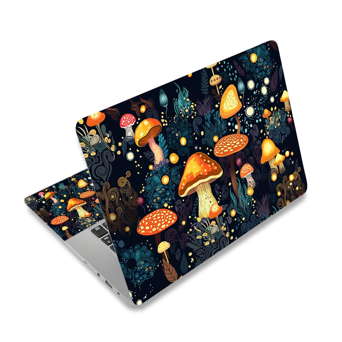 ToLuLu mushroom art laptop skin covers full surface for style and scratch protection.