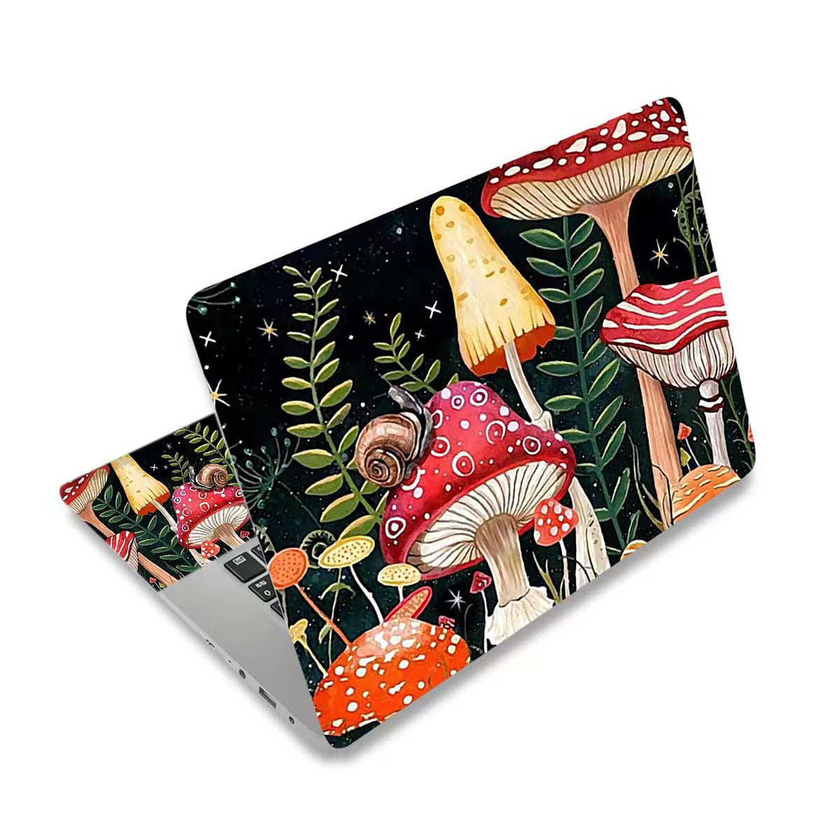 ToLuLu laptop skin mushroom design on lid protects surface with vivid color