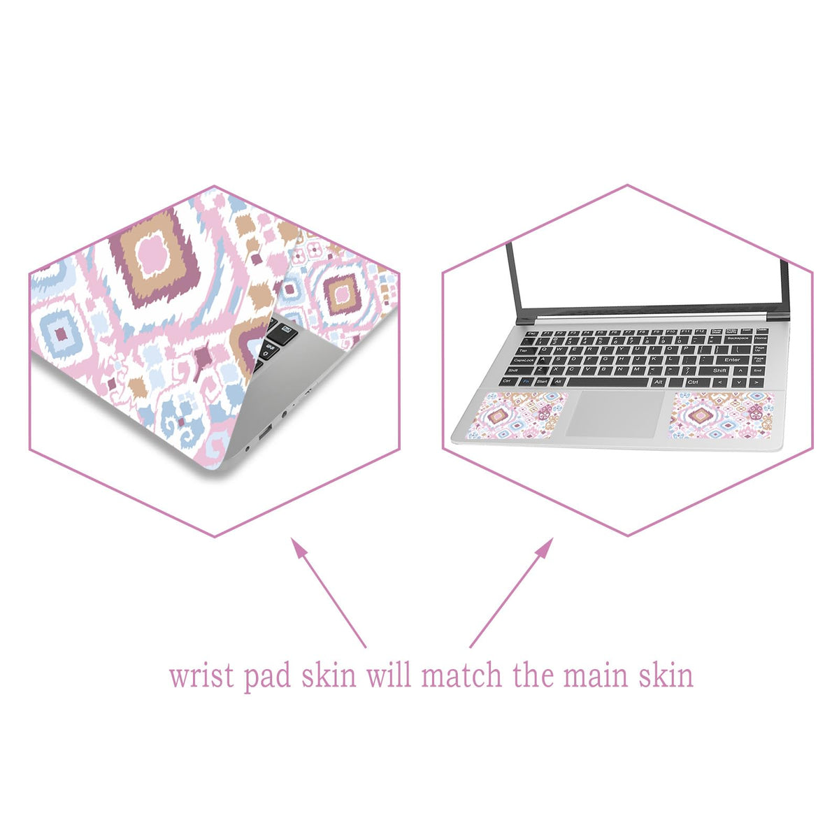 ToLuLu laptop skin pink abstract cover offers scratch resistance and style.