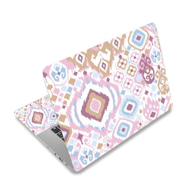 ToLuLu laptop skin pink abstract design protects surface while brightening workspace.
