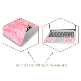 ToLuLu pink golden marble laptop skin - back view with seamless finish