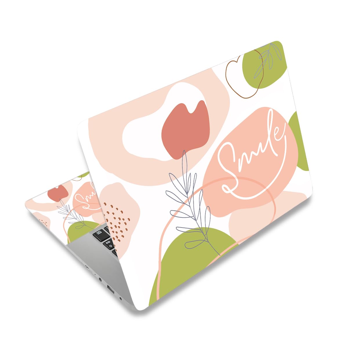 ToLuLu laptop skin with pink rose design protects surface and adds style.