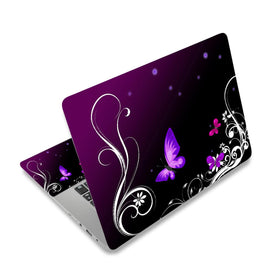 ToLuLu laptop skin front view with purple butterfly design and protection
