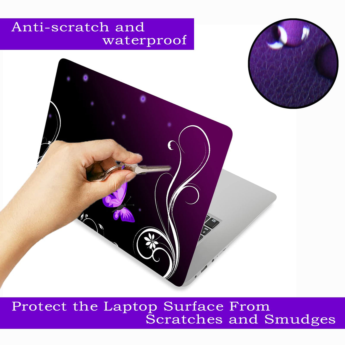 ToLuLu purple butterfly side view demonstrates slim, versatile fit