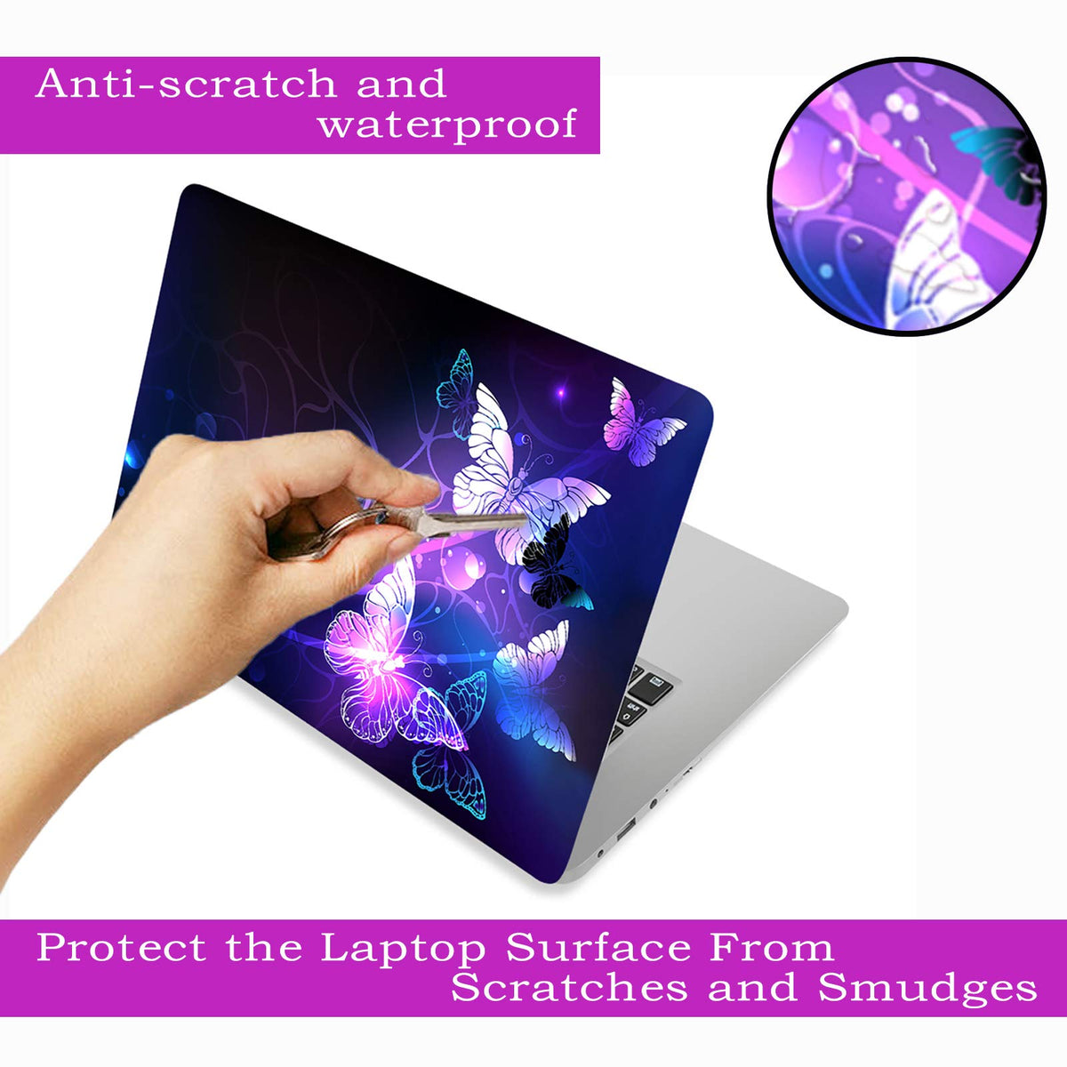 ToLuLu wrist pad skins included with butterfly skin for comfortable typing.