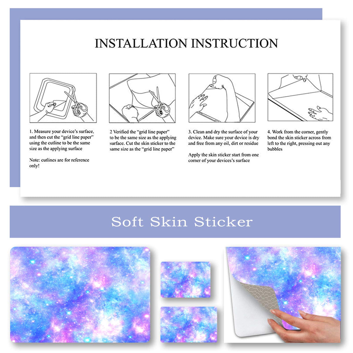 ToLuLu starry night fit guide, shows dimension compatibility for laptops.