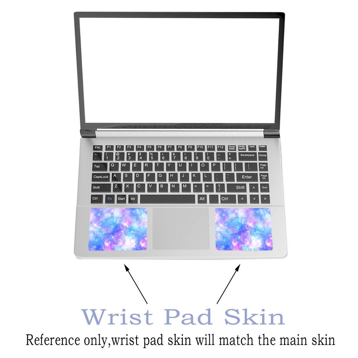 ToLuLu starry night laptop skin, side view, shields edges and wear.