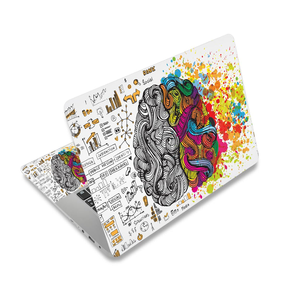 ToLuLu White Brains laptop skin back view showing protective vinyl layer