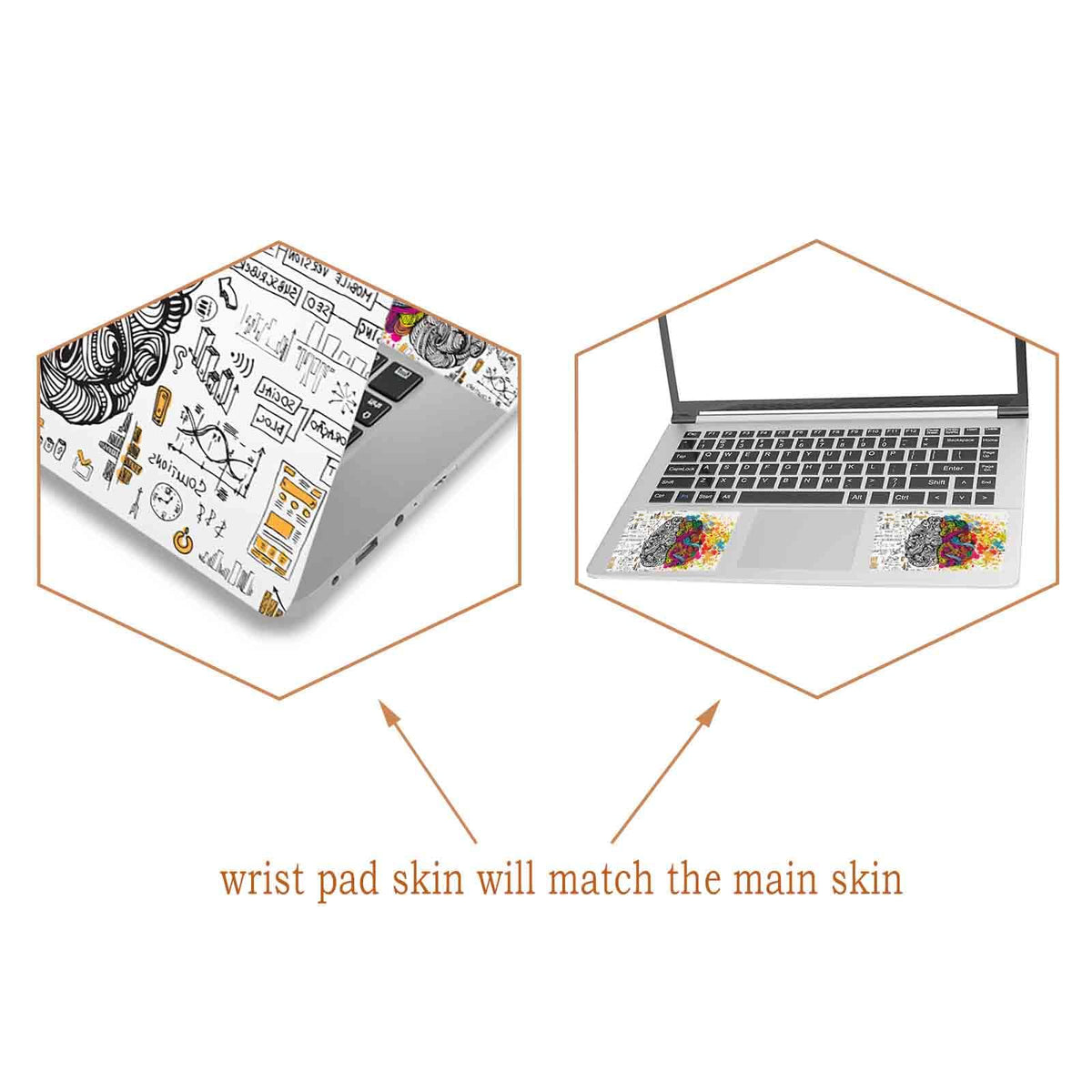 ToLuLu White Brains laptop skin front view with crisp print