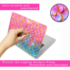 ToLuLu mermaid-scale laptop skin front view adds color while shielding the surface.