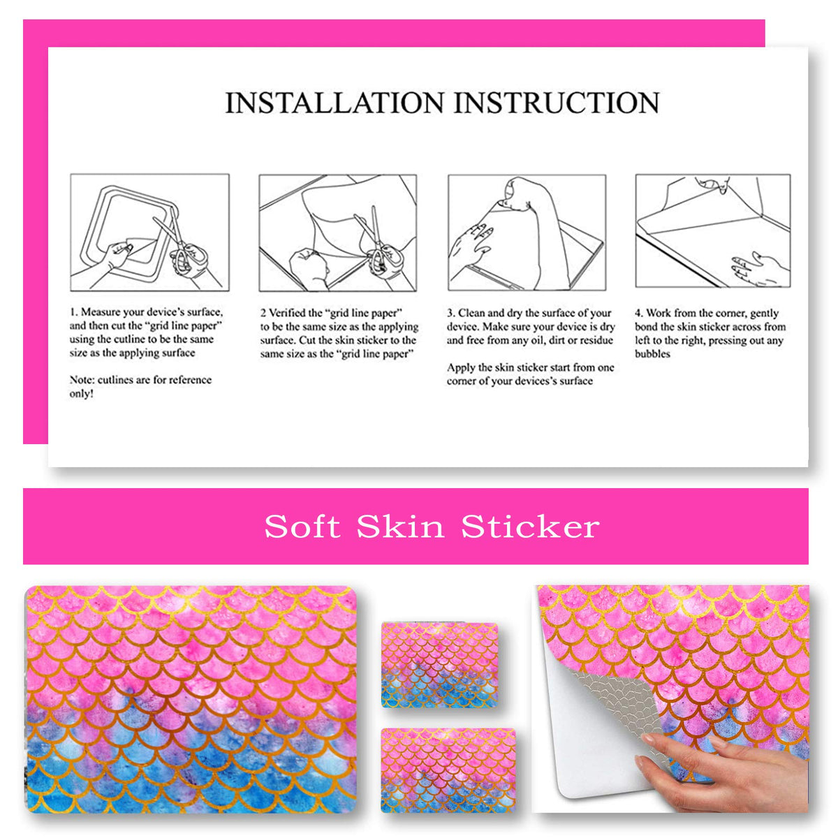 ToLuLu mermaid-scale wrist pad skin second pad adds comfort during typing.