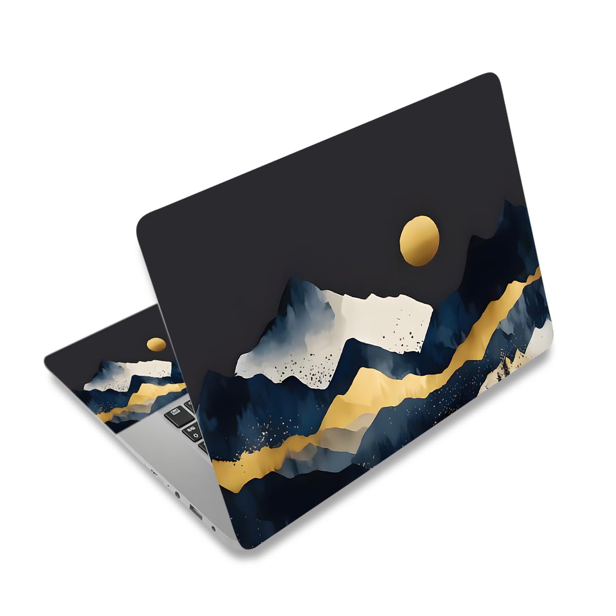 ToLuLu watercolor mountain laptop back skin protects lid with stylish finish.