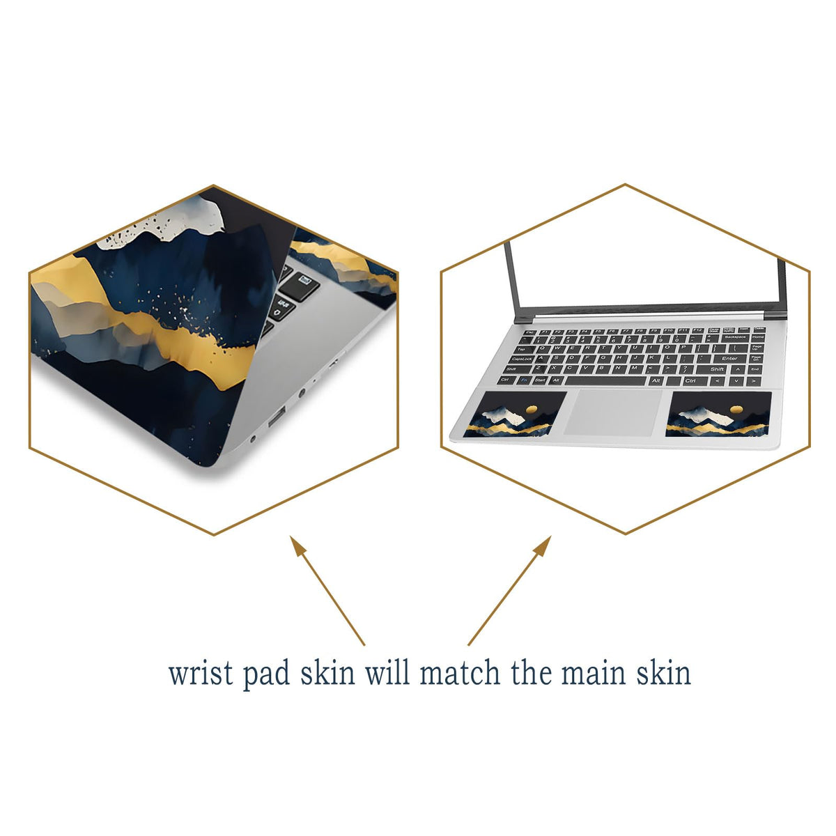 ToLuLu watercolor mountain laptop side views show durable removable protection.