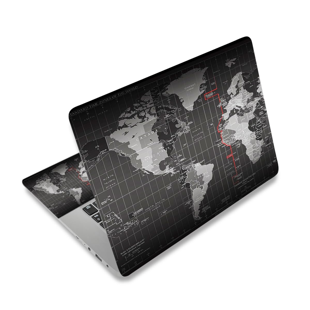 ToLuLu world map laptop skin main design adds subtle style and scratch protection.