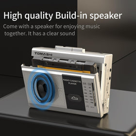 Tomashi cassette player recording mode demonstrated via built-in microphone.