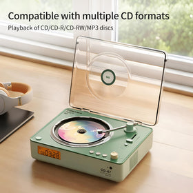 TOMASHI CD-67 green dual-speakers provide rich audio for CDs and streams.