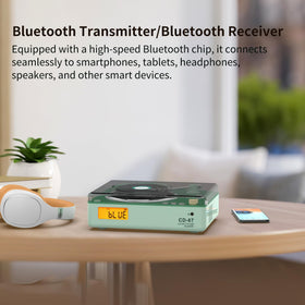 TOMASHI CD-67 green LCD display shows track status and Bluetooth information at a glance.